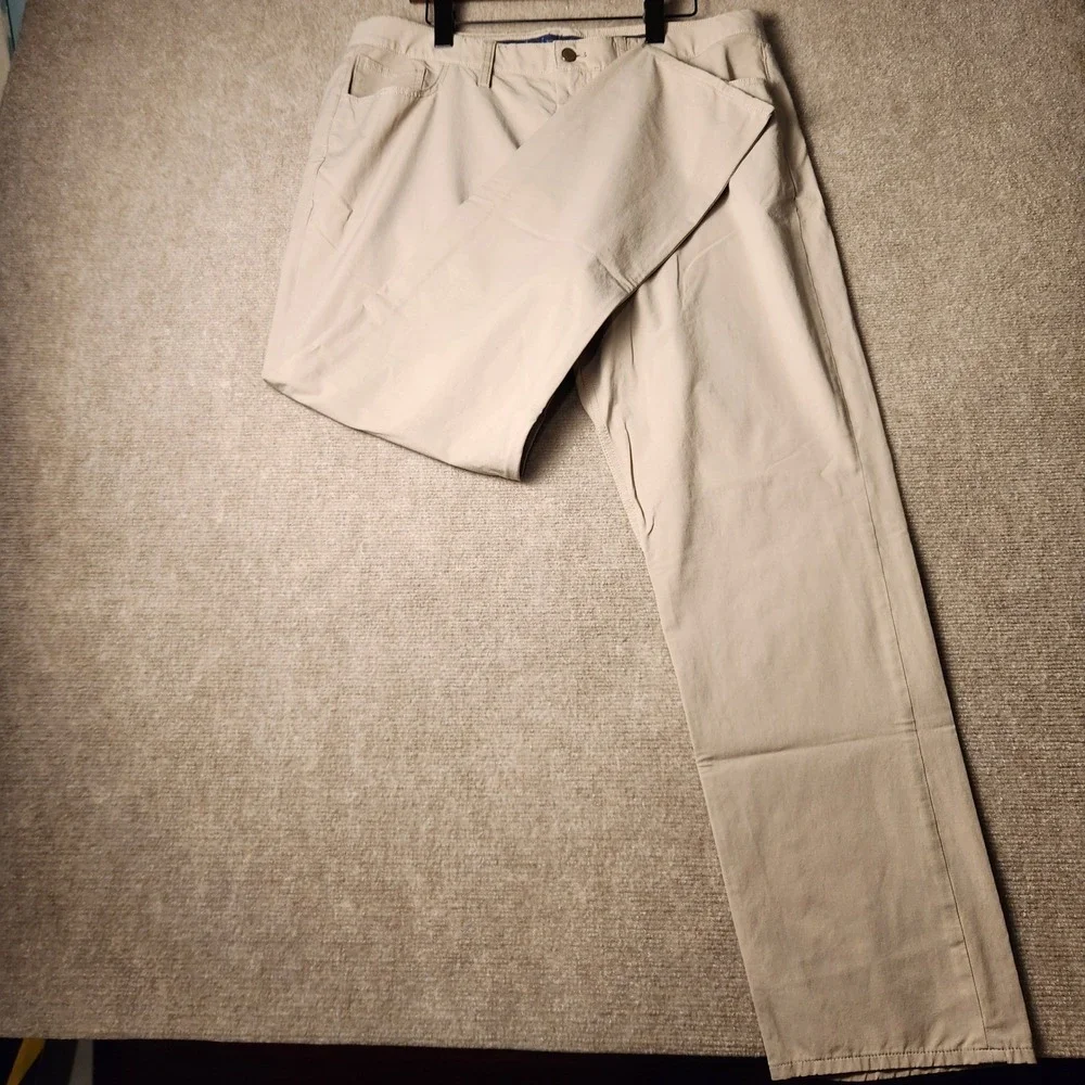 Vineyard Vines On The Go Pants Men 38x32 Khaki Tan Performance Chino Five Pocket